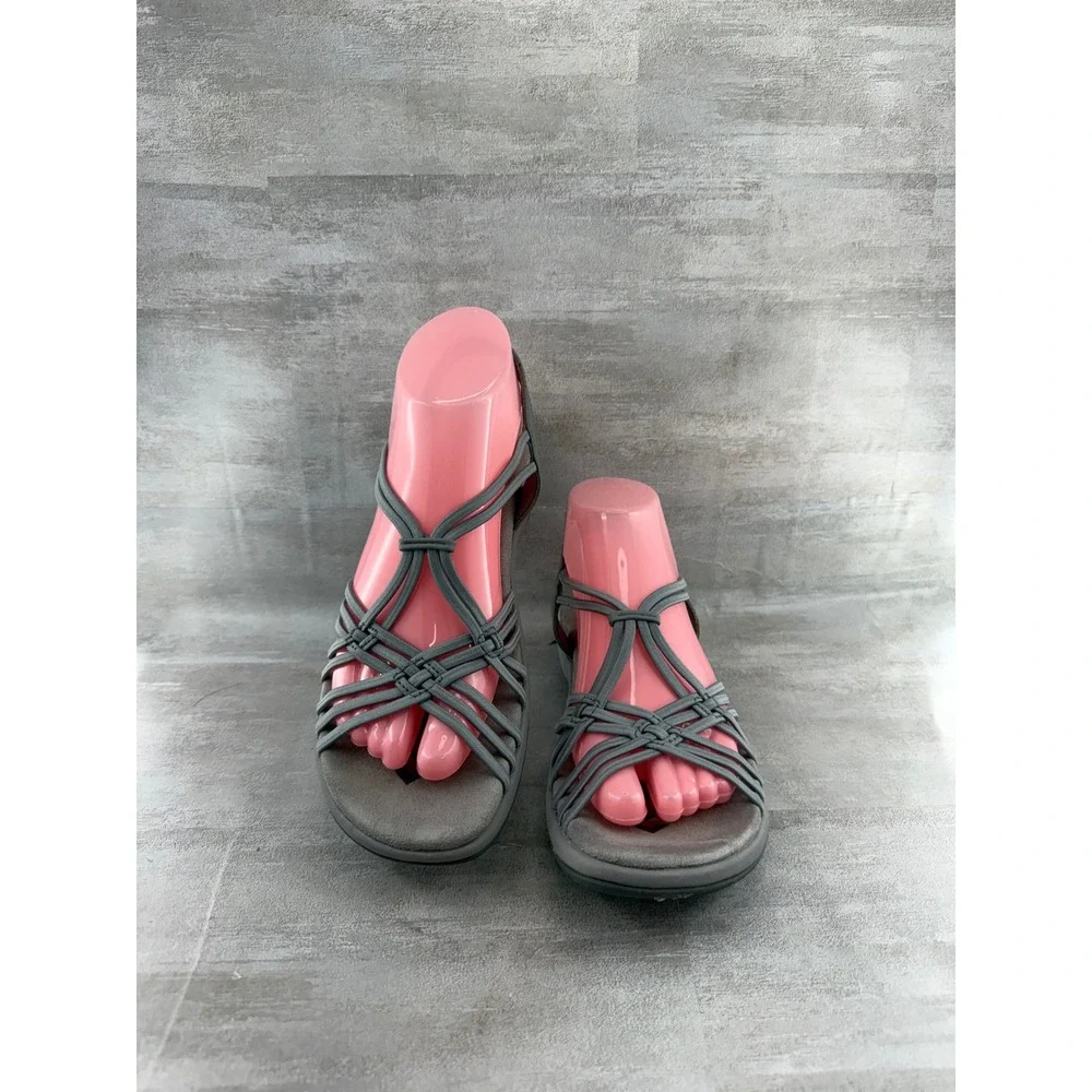 Skechers Reggae Slim Vacay Grey Strappy Sandals Women Size 8 Walking Hiking